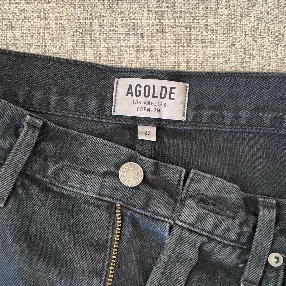 AGOLDE Kat High Rise Pencil Denim Mini Skirt Black - Picture 5 of 6